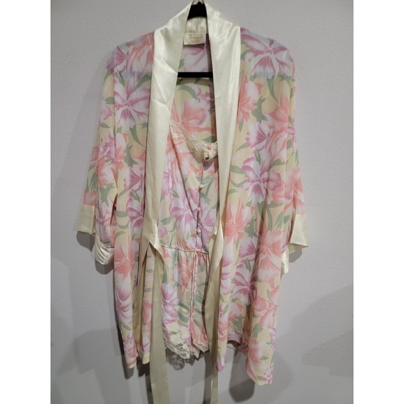 Victoria's Secret Gold Label Lingerie Sz M Romper & Matching Kimono Robe VTG